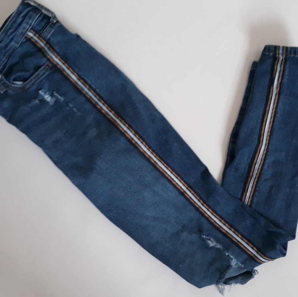 Wild Fable Striped Ripped Skinny Jeans